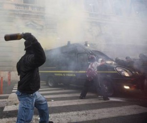 Anti-austerity protest in Rome